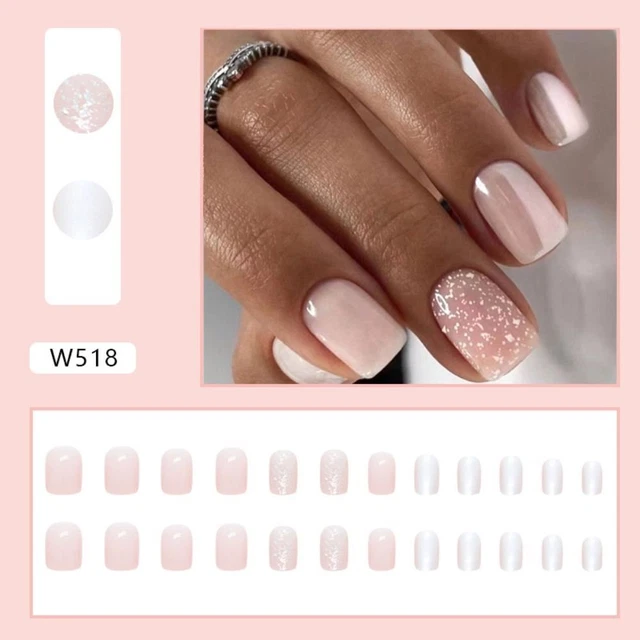 Short Fake Nails Round Nail Tips Fashion False Nails  for DIY