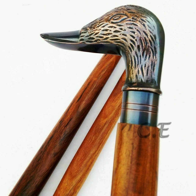 Canne De Marche En Bois à Poignée Tête De Loup Antique - Longueur 36-37 Pouces, Capacité 220 Lb - Fait Main En Inde