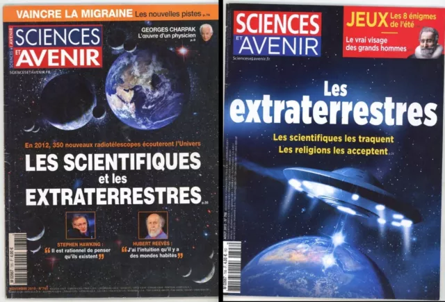 Lot de deux revues Sciences et Avenir, Extraterrestres, n°765 et 798