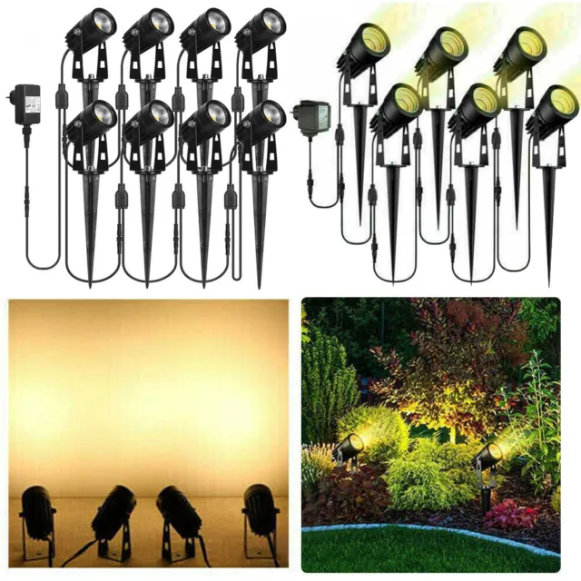 8er Gartenstrahler mit Erdspieß LED Gartenleuchte Set Gartenbeleuchtung Außen DE