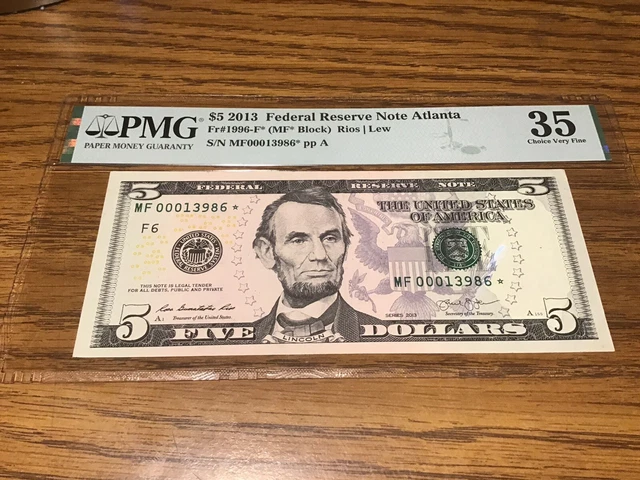 2013 5 dollar star note-PMG-35-