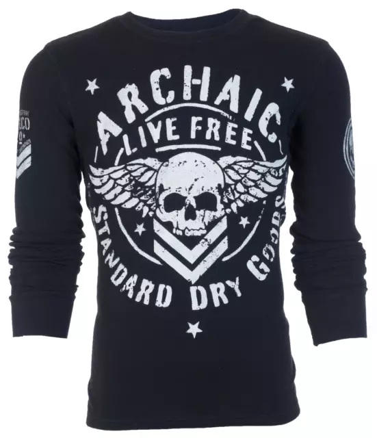 ARCHAIC by AFFLICTION Mens LONG SLEEVE THERMAL Shirt STRONG CREST Biker $58
