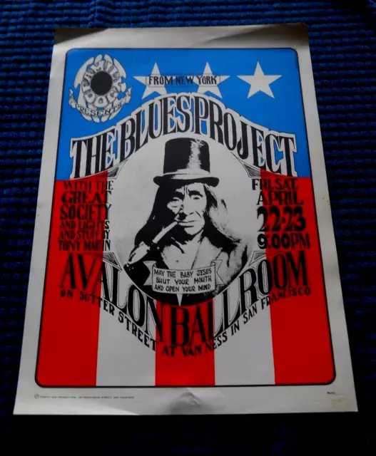 Vtg. 1966 Original The Blues Project Great Society Avalon Ballroom 3rd Printing
