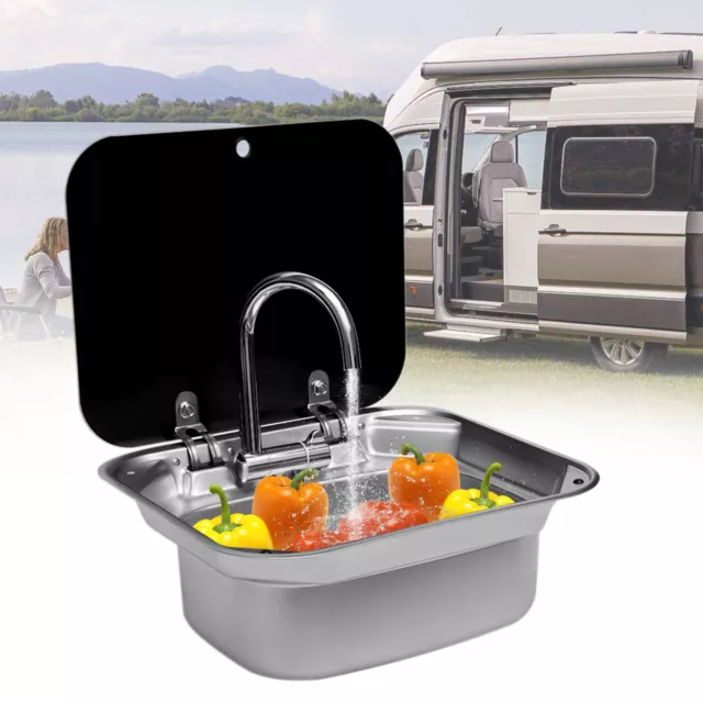 RV Camping Spüle Bausatz mit Wasserhahn Spülbecken Waschbecken Set für Wohnmobil