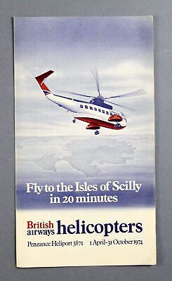 British Airways Helicopters Isles Of Scilly Timetable Summer 1974 Ba