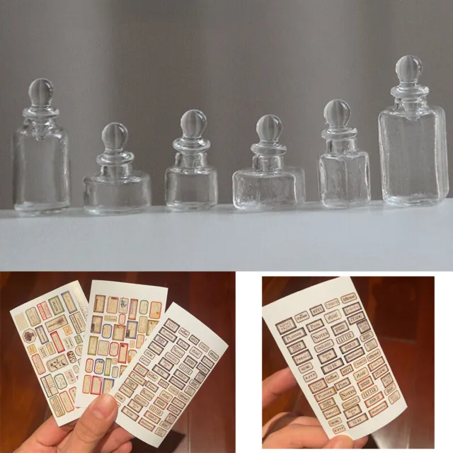 6PC DollHouse Miniature 1:12 Scale DIY Magic Bottle Kitchen Jar Perfume Glass