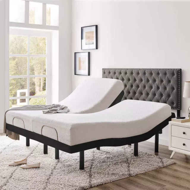 Split King Adjustable Electric Bed Frame Base Massage Wireless Remote USB 6 Mode