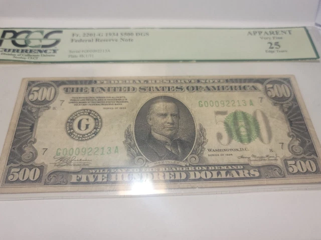 $500 Dollar Bill PCGS Fr. 2201-G 1934 Very Fine 25