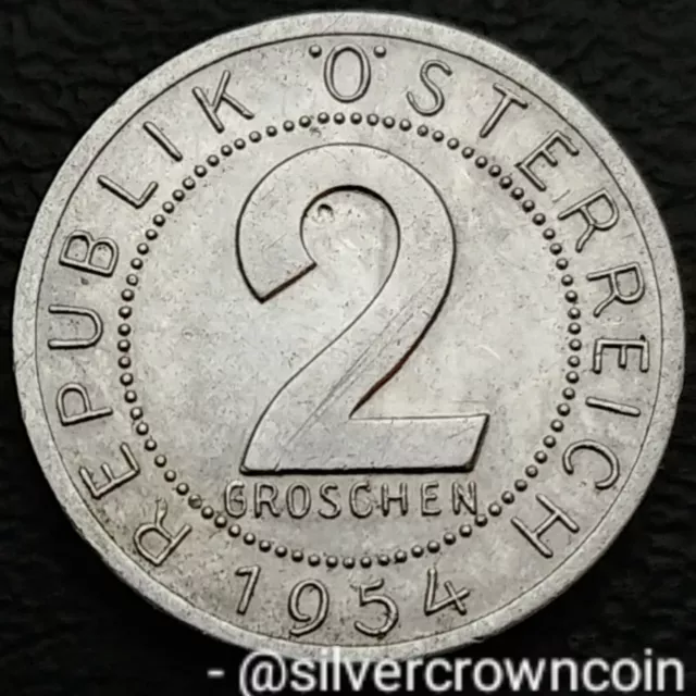 Austria 2 Groschen 1954. KM#2876. Two Cents coin. Eagle with Shield. L