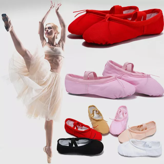 Mädchen Junge Ballett Gymnastik Schuhe Bauchtanz Schläppchen Ballettschuhe