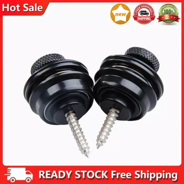 2Pcs Black Strap Locks Straplock Flat Head Safety for Electric Guitar Bass