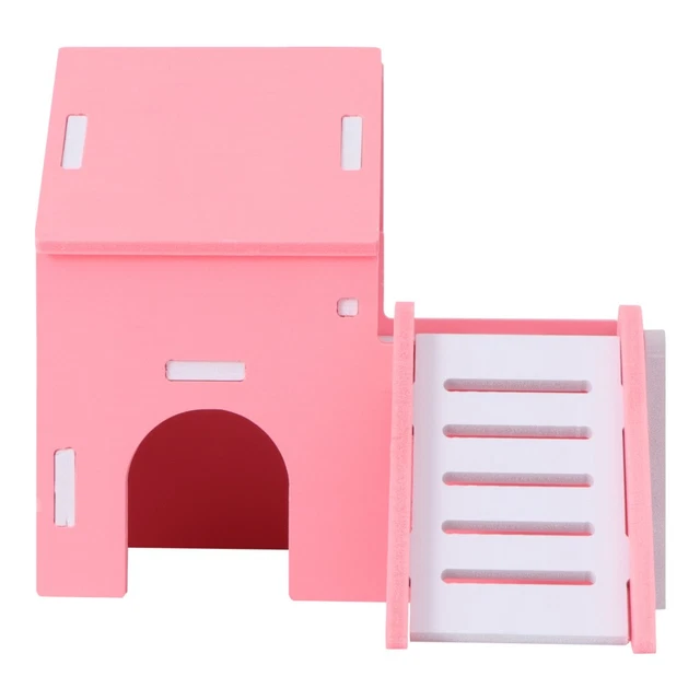 WOODEN HAMSTER DOUBLE-DECK Ladder Villa Small Pet Animal Sleeping ...