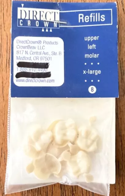 DirectCrown Dental Polycarb Temporary Crown Refill #8 Upper Left Molar XL 5/pk