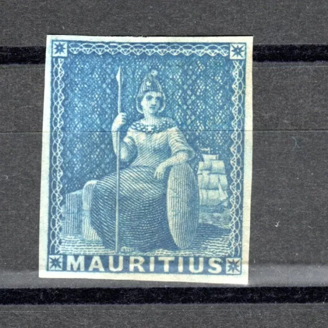 (9)Die Blau Mauritius Britannia 1858.