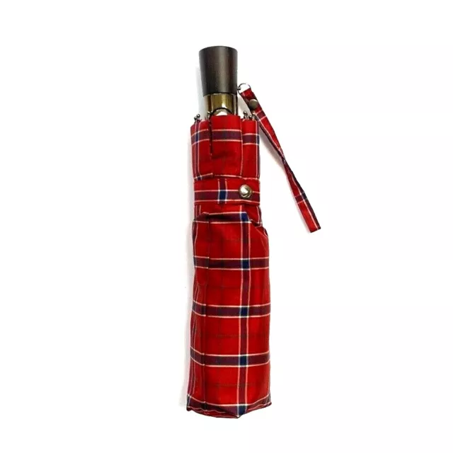 Samsonite Plaid Auto Open Auto Close Compact Folding Umbrella NEW