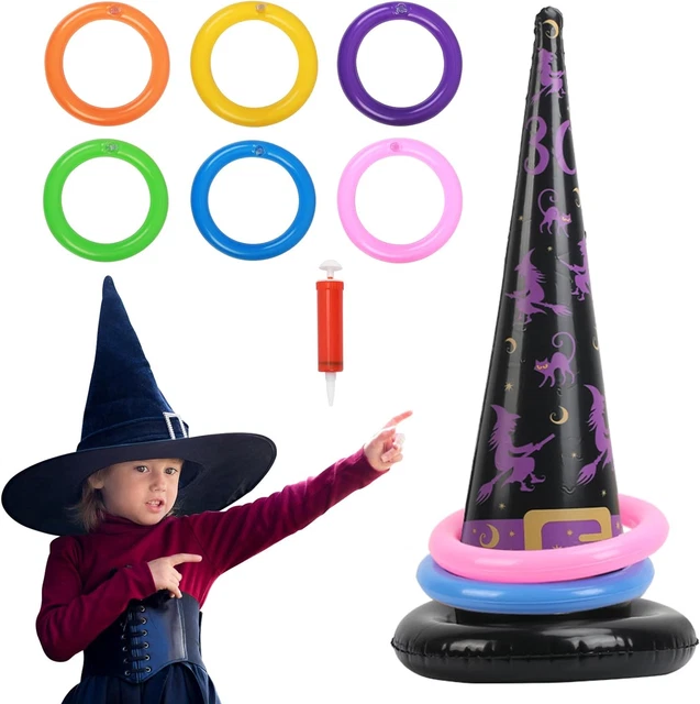 WOFEU Halloween Ringwurfspiel – Aufblasbare Spinnen & Hexenhüte Für Kinderpartys