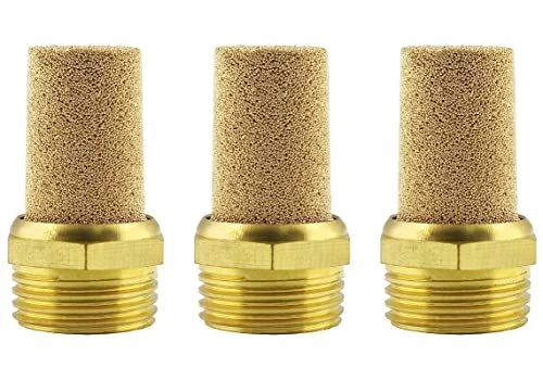 Piutouyar 3Pcs Air Pneumatic Mufflers 1/2" Male Thread Hex Sintered Silencer ...