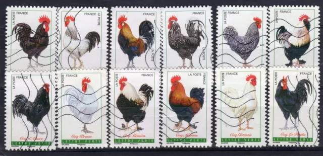 2016 -  Série Coqs de France, timbres oblitérés lot 1