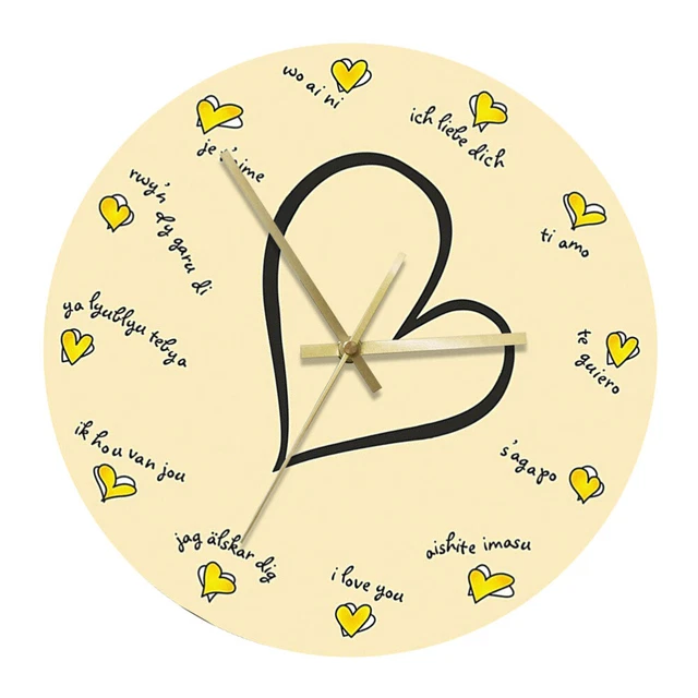 Rond Horloge Suspendue Coeur Horloge Murale Horloge Silencieuse L'amour