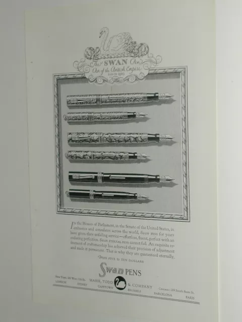 1929 Swan Pen advertisement, Fountain Pens, London