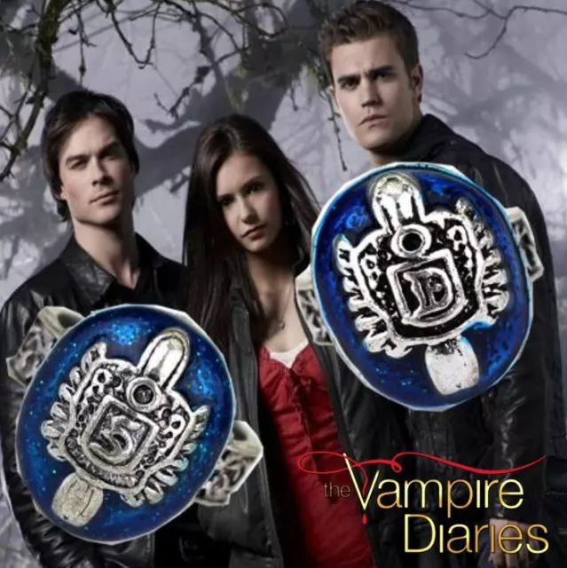 The Vampire Diaries 'Damon/Stefan Salvatore Crest' Antique Silver Daylight Ring