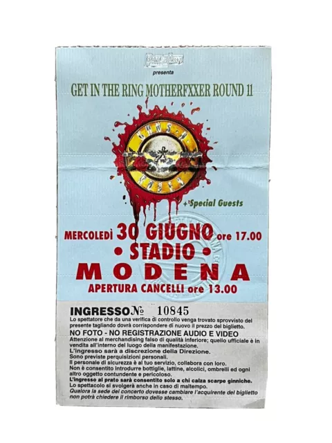 Guns n’ Roses /Concerto Modena 1993 biglietto Azzurro  - Raro Da Collezione