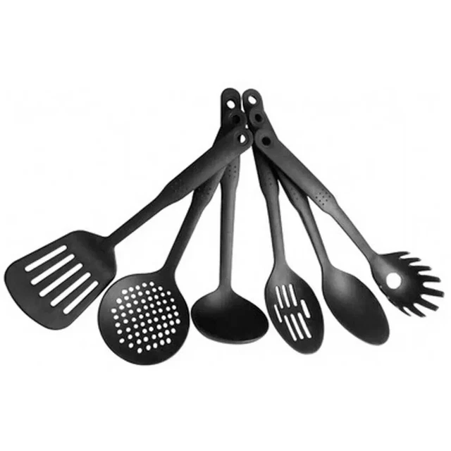 7x BLACK Nylon Kitchen Cooking Tool Set Utensils Cutlery NON STICK Home Food UK