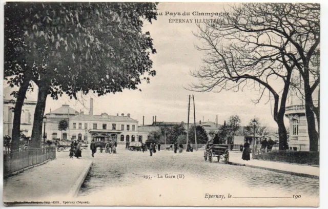 EPERNAY - Marne - CPA 51 - train station - in front of station 1