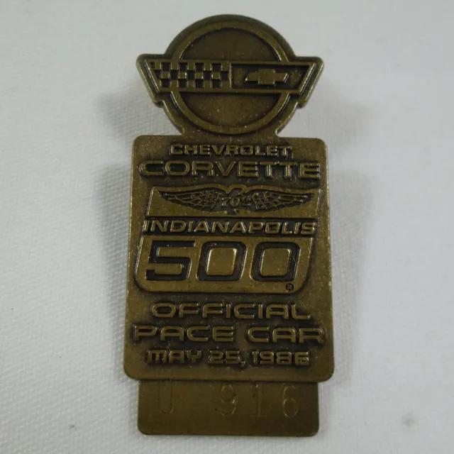 1986 Indianapolis 500 Bronze U916 Pit Badge Bobby Rahal Corvette Indy500