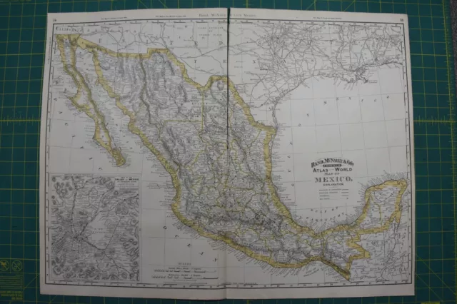 Mexico Rand McNally Vintage Antique 1892 World Business Folio Atlas Map Lot