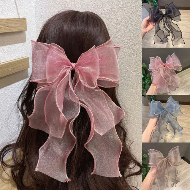 Haar Accessoires Groß Schleife Luftschlange Barrette Prinzessin Stil Mütze Wei Ⓖ