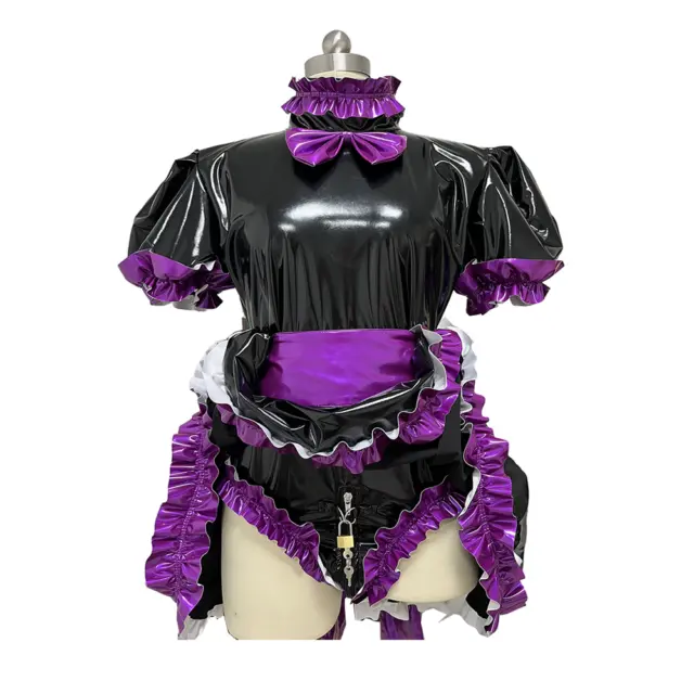 GIRL SISSY MAID sexy Black PVC lockable Dress cosplay costume Tailor ...
