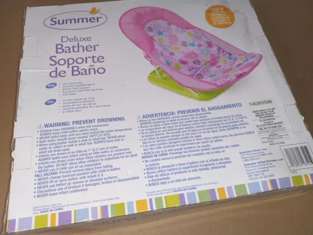 Summer Deluxe Baby Bather 3 Positions & Machine Washable Fabric - BRAND NEW! 3