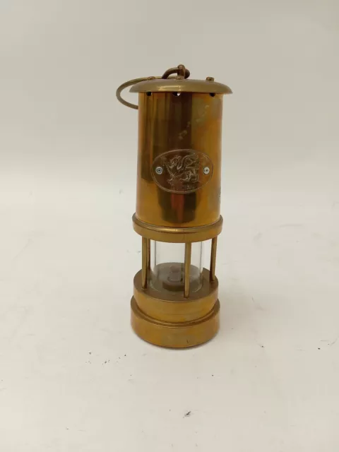 Vintage Brass Mining Lamp Made In Wales Vale Metal Spinners Hirwaun Collectors