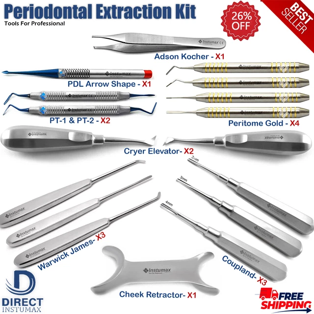 DENTAL TOOTH EXTRACTION Instruments Kit Periodontal Oral Surgery
