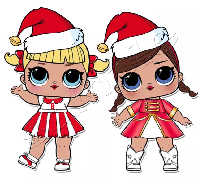 IRON ON TRANSFER MERRY CHRISTMAS LOL DOLL DOLLS SANTA CHEER CAPTAIN majorette