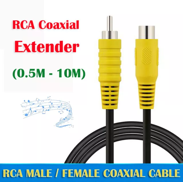 RCA Male to Female Extension Cable Audio Video AV Coaxial Extender Cord 3m 5m 1m