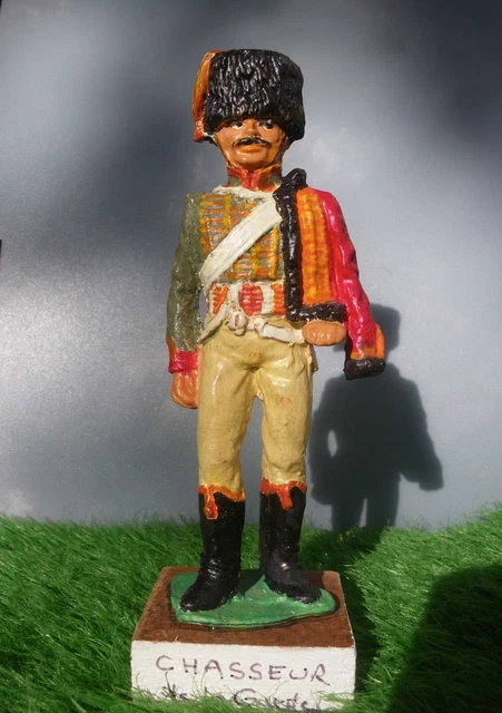 Jouet Ancien En Bois Peint - Soldat Garde Napoléon Articulé - À Tirer - France