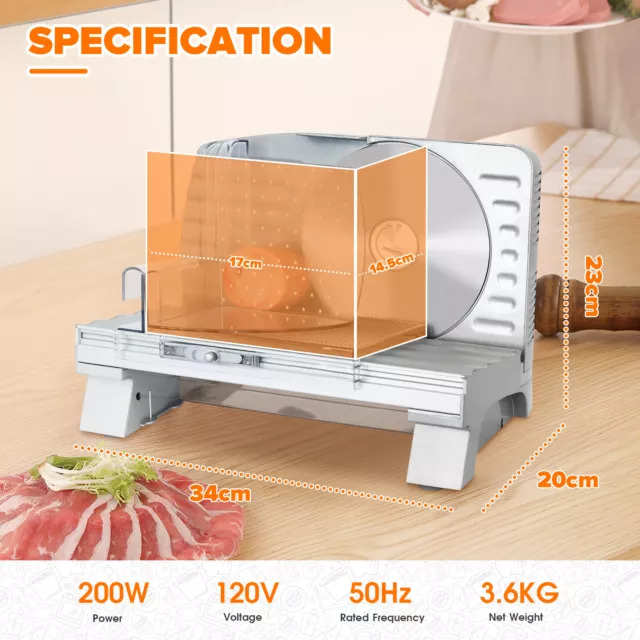 200W Electric Food Slicer Meat Slices Deli Vegetables Fruit Bread Processor 2