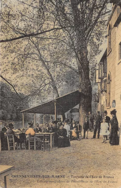 CPA 94 CENNEVIERES SUR MARNE / TERRACE OF THE ECU DE FRANCE / canvas cpa