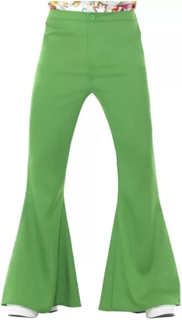 SMIFFYS Flared Green Trousers MED Mens 60s Fancy Groovy Disco Hippy Costume Pant