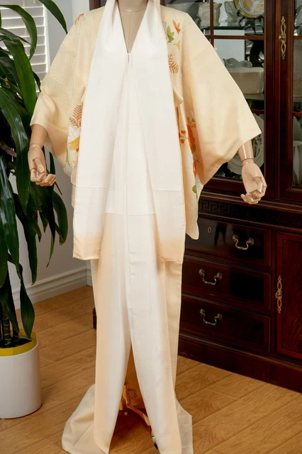 Dear Vanilla Japanese Silk Kimono Women's Robe Gown Authentic Japan Vintage Mint 7