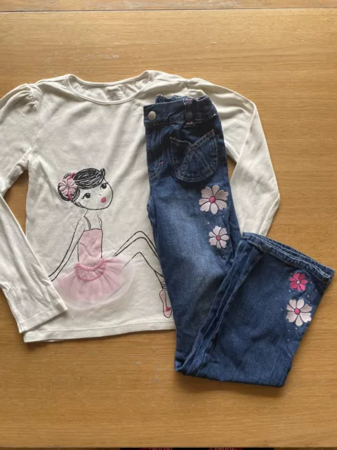 Top e jeans per ragazze Gymboree Glamour Ballerina età 10 buoni in perfette condizioni