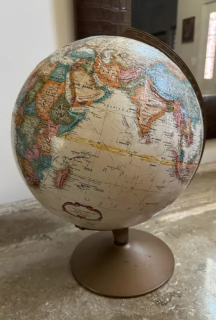 Vintage Replogle World Nation Series 12" Globe Metal Stand Arm Raised Relief