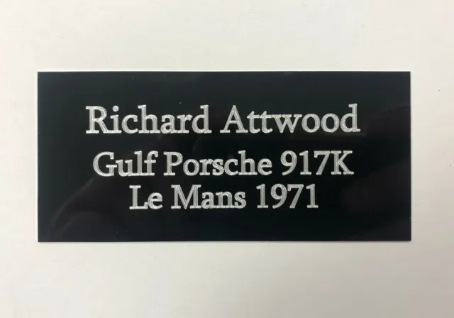 Richard Attwood - 110x50mm Engraved Plaque for Signed Le Mans Racing Memorabilia