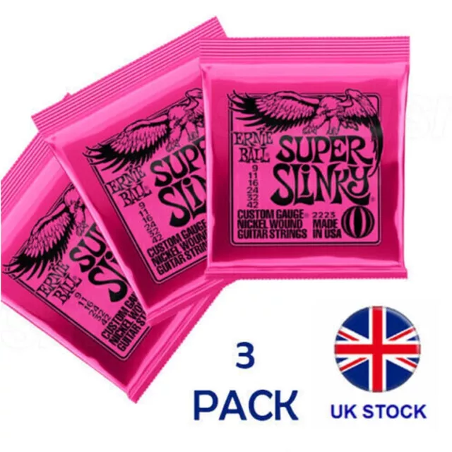 3 Sets Ernie Ball 2223 Super Slinky Nickel Wound Electric Guitar Strings 9-42