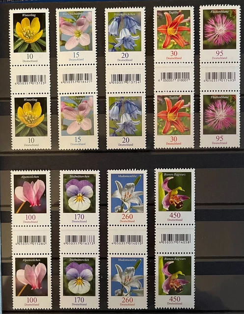 BUND BLUMEN SERIE PAAR mit EAN-CODE RM u. DPEL POSTFRISCH VERSCHIEDENE WERTE !!!