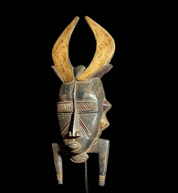 Vintage Hand Carved Wooden Tribal African Art Face Mask African Guro Baule-8315