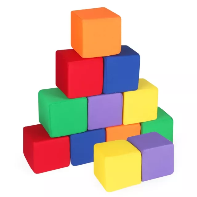 Toddler Foam Blocks, 12 PCS 5.5 inch Colourful Foam Soft Cubes for Kids, Stac...