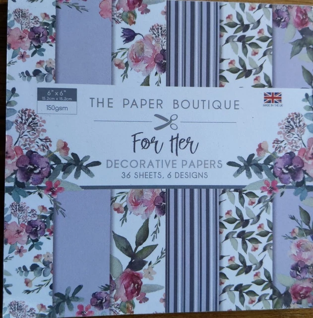 THE PAPER BOUTIQUE 'FOR HER' DECORATIVE PAPERS 36 sheets, 6 designs
